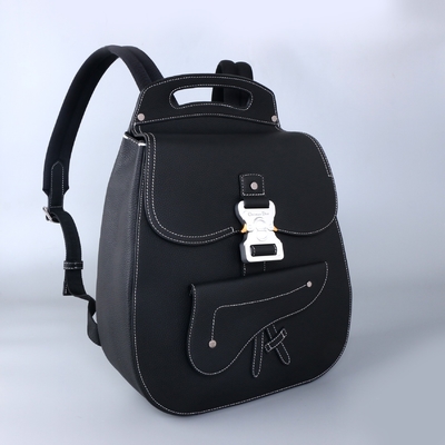 Vitello di cuoio di Christian Dior Gallop Backpack Black Grained degli elementi essenziali degli uomini