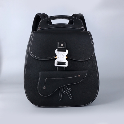 Vitello di cuoio di Christian Dior Gallop Backpack Black Grained degli elementi essenziali degli uomini