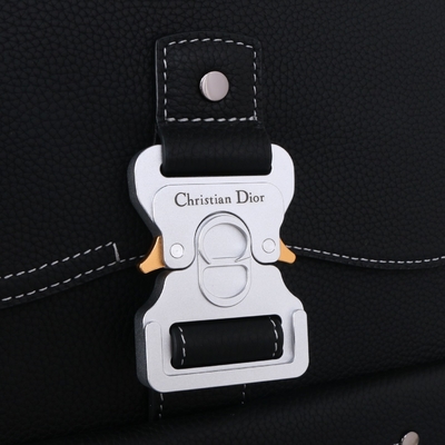 Vitello di cuoio di Christian Dior Gallop Backpack Black Grained degli elementi essenziali degli uomini