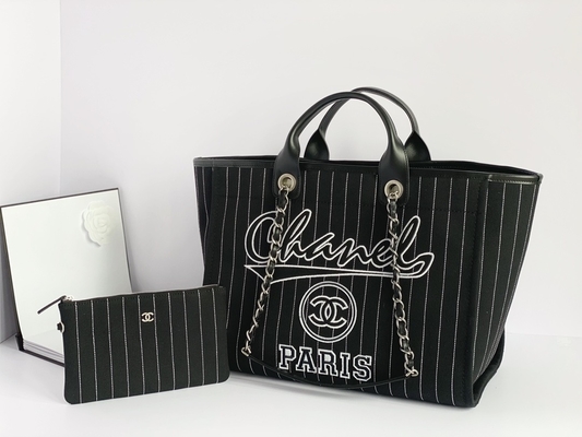 Grande su ordinazione bollato insacca la borsa Metalblack di Chanel 2,55 del vitello del cotone ed il bianco