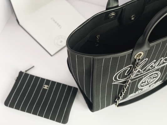 Grande su ordinazione bollato insacca la borsa Metalblack di Chanel 2,55 del vitello del cotone ed il bianco