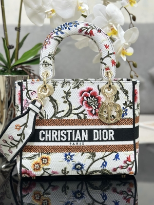 Borsa bollata su ordinazione multicolore di Dior Medium D Lite delle borse di Petites Fleurs