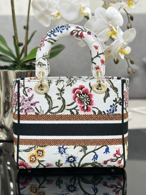 Borsa bollata su ordinazione multicolore di Dior Medium D Lite delle borse di Petites Fleurs