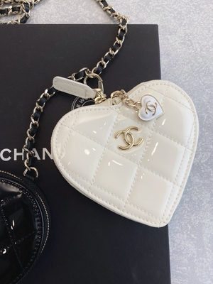 Il vitello laccato a catena Preloved ha marcato a caldo l'oro Tone Metal Black And White della borsa