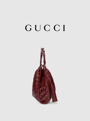 6Inch la disposizione di cuoio cremisi Preloved ha marcato a caldo la borsa Diana Gucci Handbag