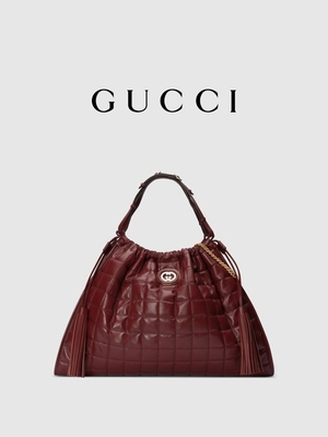 6Inch la disposizione di cuoio cremisi Preloved ha marcato a caldo la borsa Diana Gucci Handbag